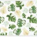 Spring Summer Palm Leaves Dish Drying Mat for Kitchen Counter, Gold Monstera Tropical Microfiber Absorbent Dish Drainer Mat, Hawaii Seasonal Reversible Drying Pad Home Decor 18 x 24 Inch