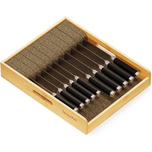 SpaceAid Large Knife Drawer Organizer Bamboo Insert Dock, Kitchen Steak Knives Holder Organizers Block for Drawer in Storage Organization (Large)