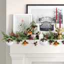 12 Pcs Seashell Starfish Christmas Tree Ornaments, Natural Shells Starfish Hanging Ornaments with Pinecones, Perforation Xmas Sea Shells Starfish Pine Needle Decoration for DIY Craft Beach Home Deocr