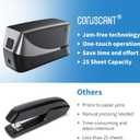 Coruscant Electric Stapler, Heavy Duty Desktop Stapler, Includes 2000 Staples and 1 Staple Remover, No-Jam Automatic AC or Battery Powered, 25 Sheet, Professional for Office Home School Use