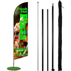 Anley Feather Flagpole Set - Assembled Flutter Banner Pole Set with Carrying Bag - Fits 2.3 FT X 9.5 FT Feather Flags (Flag and Stand Not Included) - Flagpole ONLY