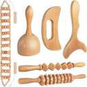 10-in-1 Wood Therapy Massage Tools Gua Sha Wooden Massager for Body Shaping Massage Tool Set Wood Therapy Tools for Relieving Muscle Pain Body Lymphatic Drainage Massager Anti-Cellulite