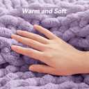 Negwoo Chunky Knit Throw Blanket, 30''*40'' Knitted Throw Chenille Yarn for Bed Couch, Handmade Light Purple Crochet Big Thick Blanket, Machine Washable Cute Comfy Blanket for Home Decor