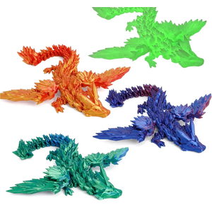 KERIDAZPLY 3D Printed Crystal Dragon 12In 4PCS, Big 3D Printed Dragon Flexible Articulated, Desk Toys for Autism Birthday Gifts for Teen Adult Novelty Christmas Toys 2025