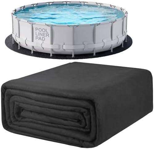 POOLHACKER 28 Ft Pool Liner Pad, Round Pool Liners for Above Ground Swimming Pools, Durable Geotextile Material, Easy to Install, Extends Life to The Line, Under Pool Padding, Black 