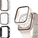 3 Pack Case with Tempered Glass Screen Protector for Apple Watch SE(3nd) 2025 SE 2/1 Series 6/5/4 40mm, Hard PC Ultra-Thin Cover for iwatch SE 3/SE 2/SE/6/5/4 40mm, Black/Clear/Starlight