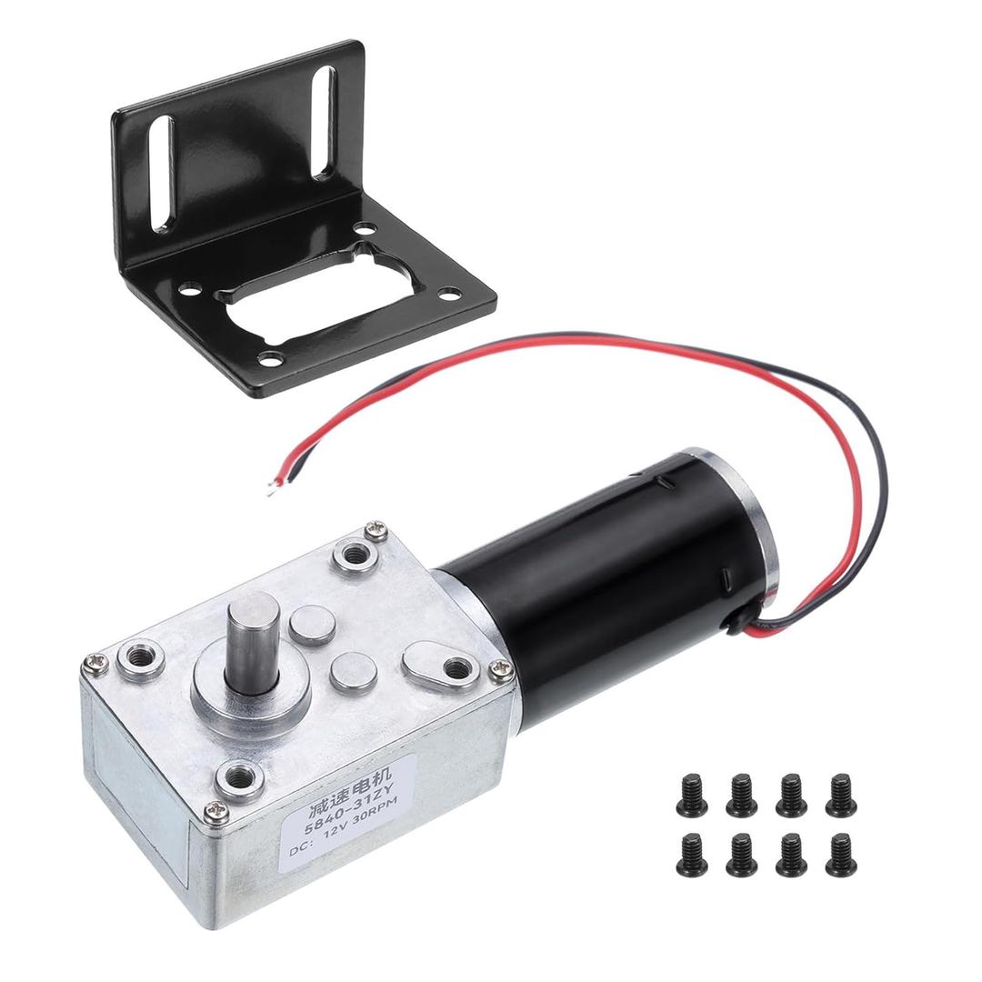 MECCANIXITY DC 12V High Torque Turbine Worm Geared Motor with 8mm Shaft 30RPM Geared Motor with Wire for Electric Fireplace