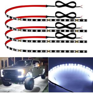 12V Led Light Strip 18" Connectable White LEDs Strip Lights for Car Motorcycle Golf Cart Automotive Trucks Boat Waterproof Led Light Strip, 4Pack