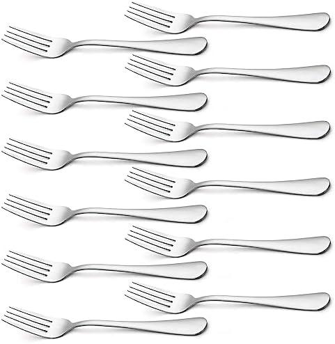 Briout Silverware, Dinner Fork 8 Inches, Forks Set of 12 Premium Food Grade Stainless Steel Forks for Home Kitchen Party Restaurant, Mirror Polished Dishwasher Safe