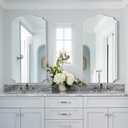 2 Pack Long Arched Decorative Mirror for Bathroom, 36"x18" Silver Vanity Mirror for Wall, Scalloped, for Entryway, Living Room, Bedroom, Set of 2