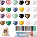 24Pcs Easter Egg Filler Easter Basket Stuffers for Teens Toddler Heart Gems, Natural Crystal Heart Stones Party Favors Classroom Exchange, Pocket Hug Goodie Bags Bulk for Boys Girls Easter Gifts