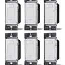 MOES Dimmer Light Switches 6pcs, 3 Way & Single Pole Dimmable Switch for LED,CFL,Incandescent,Halogen, 600Watt Max, ON/Off Switch with Dimming Slide, No Neutral Wire Required (White)