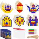 MUOUAKATE 24 PCS Wooden Ramadan Crafts Set Eid DIY Crafts Color Your Own Eid Mubarak Goodie Bags Fillers Party Favors for Home School Activities Bulk Decors