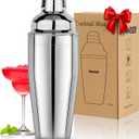 Cocktail Shaker 24oz Martini Shaker Drink Shaker Bar tools with Built-In Strainer for Bartender, Professional 18/8 Stainless Steel Margarita Mixer for Mixed Drinks (1pcs)
