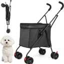 Dog Strollers, Shopping Cart, Collapsible Folding Utility Wagons Carts Heavy Duty, The Original Patented, 60lbs Capacity, Minimalist for Cats Pets Outdoor Camping Shopping Sports Garden (Black)