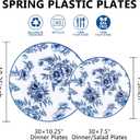 60PCS Blue Floral Plates Disposable - Blue Plastic Plates - Blue and White Plate Include 30 Dinner & 30 Dessert Plates for Bridal Birthday Wedding Spring Party Decorative