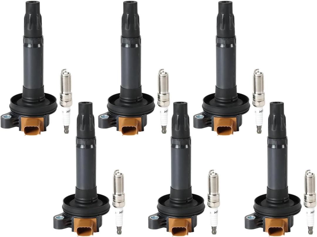 UF646 Ignition Coil Pack Iridium Spark Plugs 6PCS 2011-2017 Compatible with Ford Lincoln Explorer Expedition F150 Flex Police MKS MKT Navigator Transit Taurus V6 3.5 Replaces# C1814 DG549