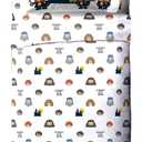 Jay Franco Kids Sheet Cartoon Set with Fitted, Flat Sheets & Pillow Cover - Ultra-Soft Bedding with Pillowcase for Room Decor, Grey - Harry Potter, 4 Piece Full