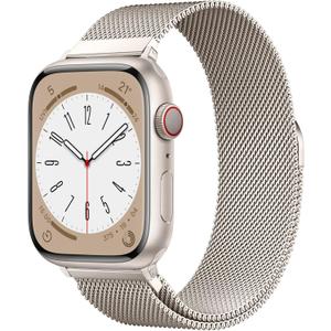 Original Stainless Steel Milanese Loop Compatible with Apple Watch Band 38mm 40mm 41mm 42mm 44mm 45mm 49mm, Magnetic Clasp Replacement Band for iwatch Series 9, Ultra 2/Ultra, SE/SE 2nd Generation, 8 7 6 5 4 3 2 1, Women & Men Watch Bands for iWatch (Starlight, 41mm/40mm/38mm)