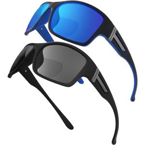 Bifocal Sunglasses for Men - Reading Sunglasses with Readers Built in, Reader Sunglasses Men for Cycling/Driving, 1.0 (Blue/Black)