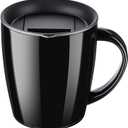 PARACITY Insulated Coffee Mug Stainless Steel Coffee Mug with Lid Handle Double Wall Vacuum Travel Mug Camping Tumbler Cup Men Women 12 oz (Black)