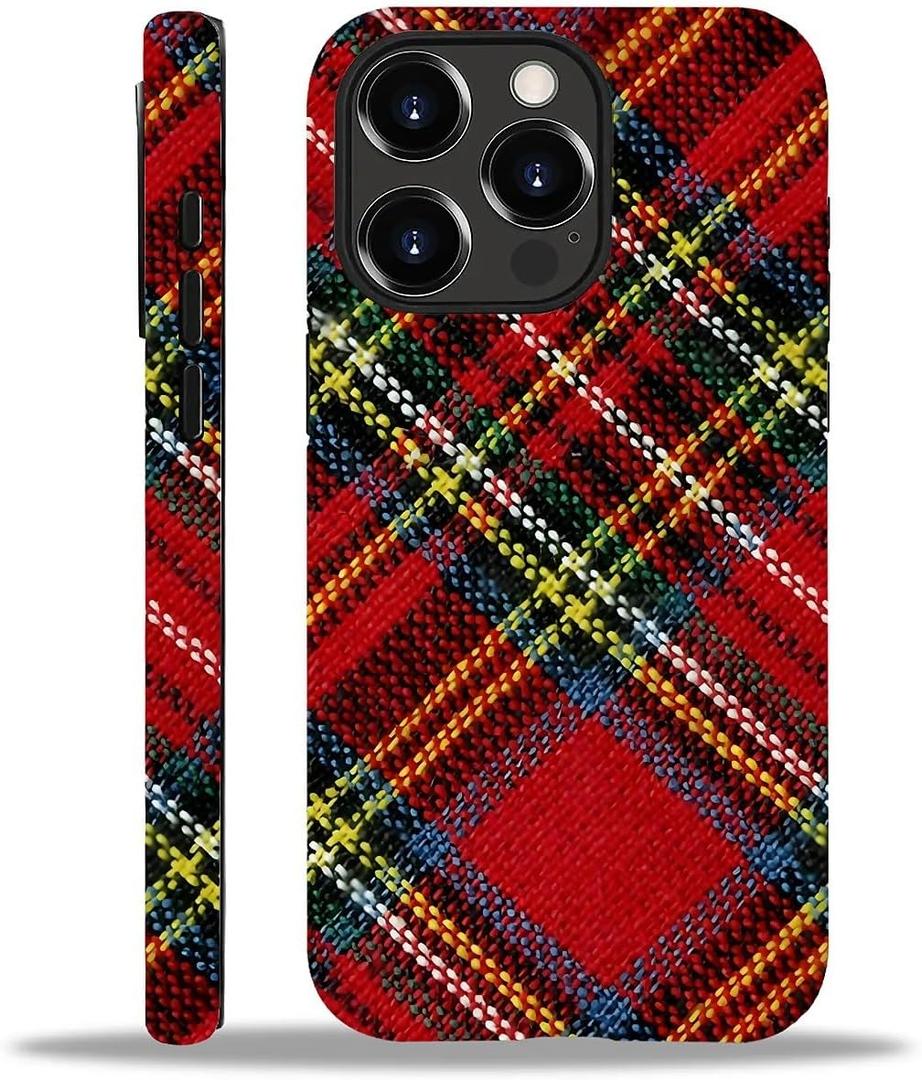 DAIZAG Case Compatible with iPhone 15 Pro Max,Durable Shock Protection Cover for Girl Women,Christmas Tartan Plaid