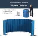Angeles 30" x 10' Quiet Divider With Sound Dampening Panels, Freestanding Room Divider Wall, Blue