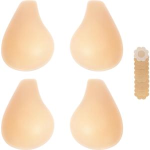 Bontierie 2025 Added Lift Seamless Nipple Covers Ultra-Thin Push up Sticky Pasties Women Adhesive Bras (Large, Nude)