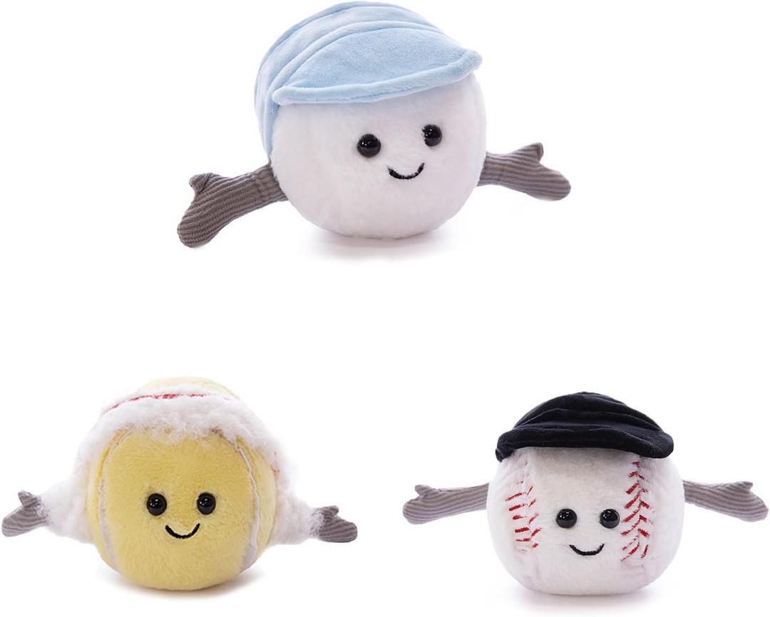 2 x OSOCU 3-PCS Sport Combo Stuffed Set: Tennis + Golf + Baseball with Playful Expressions - Wearing a Hat + Hugging with Open Hands 2 x OSOCU 3-PCS Sport Combo Stuffed Set: Tennis + Golf + Baseball with Playful Expressions - Wearing a Hat + Hugging with Open Hands