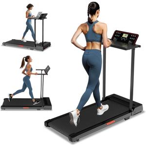 Treadmills for Home, Compact Treadmill with Handles, 3.0HP Electric Walking Pad Treadmill with Removable Desk Workstation & LED Display, Running Machine for Home Office with 320 LBS Capacity (Black)