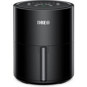 Dreo Air Fryer - 100 to 450, 4 Quart Hot Oven Cooker with 50 Recipes, 9 Cooking Functions on Easy Touch Screen, Preheat, Shake Reminder, 9-in-1 Digital Airfryer, Black, 4L (DR-KAF002)