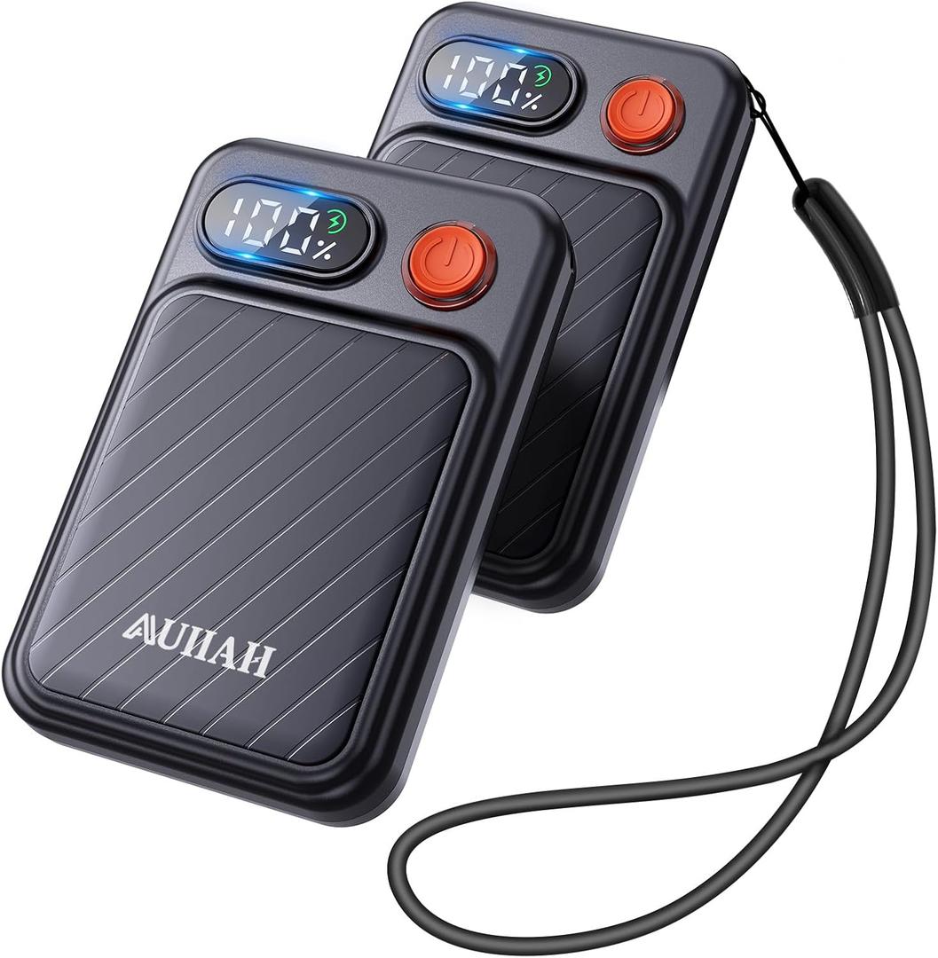 Hand Warmers Rechargeable 2 Pack - Electric Rechargeable Magnetic Hand Warmer with LED Display, 4 Heat Levels, Lanyards, USB, Gift for Men Women Kid, for Golf/Skiing/Camping/Hunting Essentials