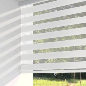 ShadesU Cordless Zebra Blinds for Indoor Windows  Light Filtering Dual-Layer Window Shades for Privacy - Easy to Install (White Color) (Height from 20" to 72") (Width 48") (48"W x 72"H, 01- White ( Cordless ))