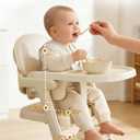 High Chairs for Babies and Toddlers, Baby High Chair Adjustable Height, Dining Chair with Removable Tray, Ergonomic Toddler Feeding Seat, Sturdy & Durable Construction, Beige