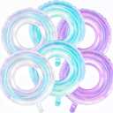 6 Pcs Iridescent Ring Foil Balloons, 22 Inch Pink Purple Blue Circle Balloons for Valentine's Day, Birthday, Wedding, Baby Shower, Anniversary & Engagement Party Decorations