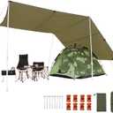GEERTOP 17  10 ft Large Camping Tent Tarp Outdoor Waterproof Flame Retardant Hammock Rain Fly Backpacking Tent Tarp Shelter for Hiking Travel Picnic(Not Includes Poles) (Green)