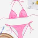 SHENHE Women's Triangle Bikini Set Halter 2 Piece Swimsuit Sexy String Tie Side Bathing Suit (Pink, L)
