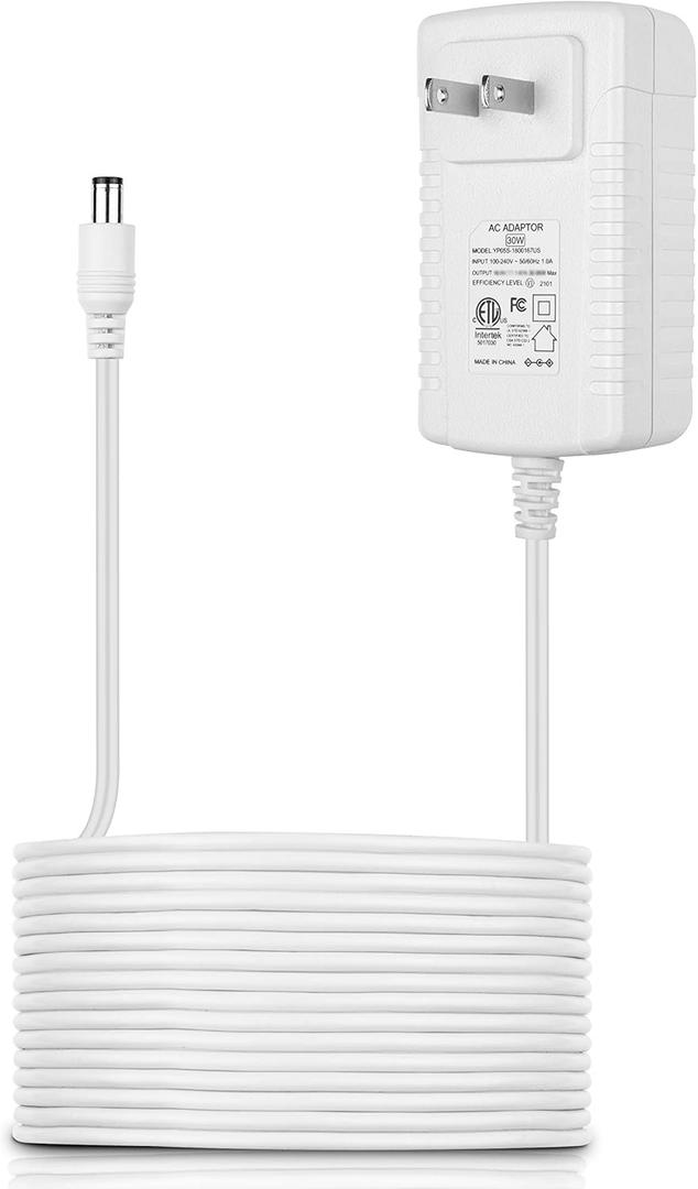 Show 8 Power Cord Adapter Replacement for Alexa 4th / 3rd Gen, Show 10 (3rd Gen), Alexa Plus 2nd Gen - 30W White Charger Plug with 5ft Long Cable