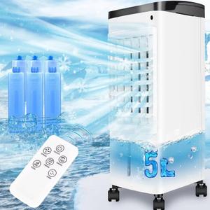 Portable Air Conditioners, 3 in 1 Evaporative Air Cooler with 5L Water Tank, 3 Speeds, 12H Timer, 65 Oscillation, Quiet Swamp Cooler Ideal for Room Office Bedroom Kitchen Garage (6 Ice Packs)