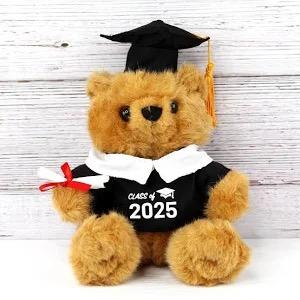 Plush Graduation Teddy Bear – Class Of 2024 With Cap And Gown – Soft Stuffed Animal Gift For Graduates, Black/Yellow