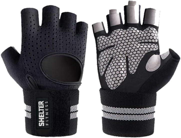Breathable Fingerless Workout Gloves - Black (Large) Breathable Fingerless Workout Gloves - Black (Large)