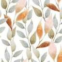 Floralplus Peel and Stick Wallpaper Removable Leaf Boho Wallpaper for Bathroom Floral Renter Friendly Wallpapers for Bedroom Leaf Contact Paper for Kitchen Cabinet Home Decor 17.5 x 118 in
