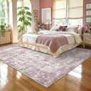 Area Rugs 8x10 Living Room Rug Washable No Slip Low Pile Soft Thickness Large Carpets Indoor Floor Covering for Bedroom Dining Modern Abstract Home Office Decor Pink