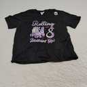 Kids 7-8 Years Old Birthday Girls Rolling Into 8th Bday Theme T-Shirt, S, Black