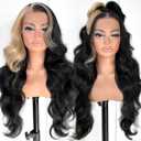 13x6 Skunk Stripe Wig Glueless Lace Front Wigs Pre Plucked Synthetic Body Wave blonde wig Wear and Go lace front wig for black women
