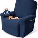 KEKUOU Recliner Chair Covers,Lazy Boy Recliner Covers Stretch Couch Cover Slipcovers 1 Piece Furniture Protector with Elastic Bottom for Dog,Kids.(Recliner, Navy Blue)