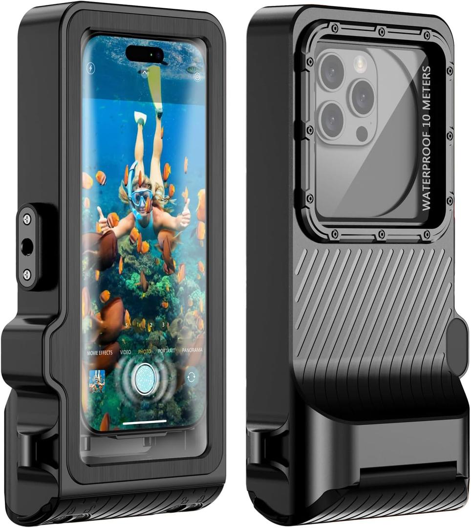 Waterproof Phone Case for Snorkeling - Underwater Touchscreen Housing, Universal Underwater Photo&Video Diving Case for iPhone 16/15/14 Pro Max Samsung Galaxy S25/S24 Ultra Up to 6.9'' Black