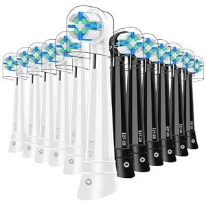 Replacement Head Compatible with Oral B IO 2/ 3/ 4/ 5/ 6/ 7/ 8/ 9/ 10 Series Electric Toothbrush, Brush Heads Compatible with Oral B IO for Cleaning Teeth (12 Black/ White)