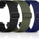 DaQin 3 Pack Nylon Watch Bands Compatible with 16mm 18mm 20mm 22mm Quick Release Watch Band, Adjustable Soft Stretchy Solo Loop Strap Elastic Braided Relacement Wristband for Men Women (Black/Navy Blue/Army Green)