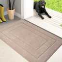 PURRUGS Dirt Trapping Door Mat 24" x 35.5", Non-Slip/Skid Machine Washable Entryway Rug, Dog Doormat, Super Absorbent Welcome Mat for Muddy Wet Shoes and Paws, Beige
